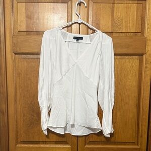 Banana Republic White Blouse with V-Neck